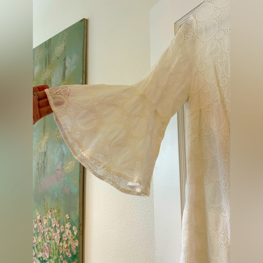 3/4 Sleeved J. Crew Embroidered Flounce Sleeve Dress